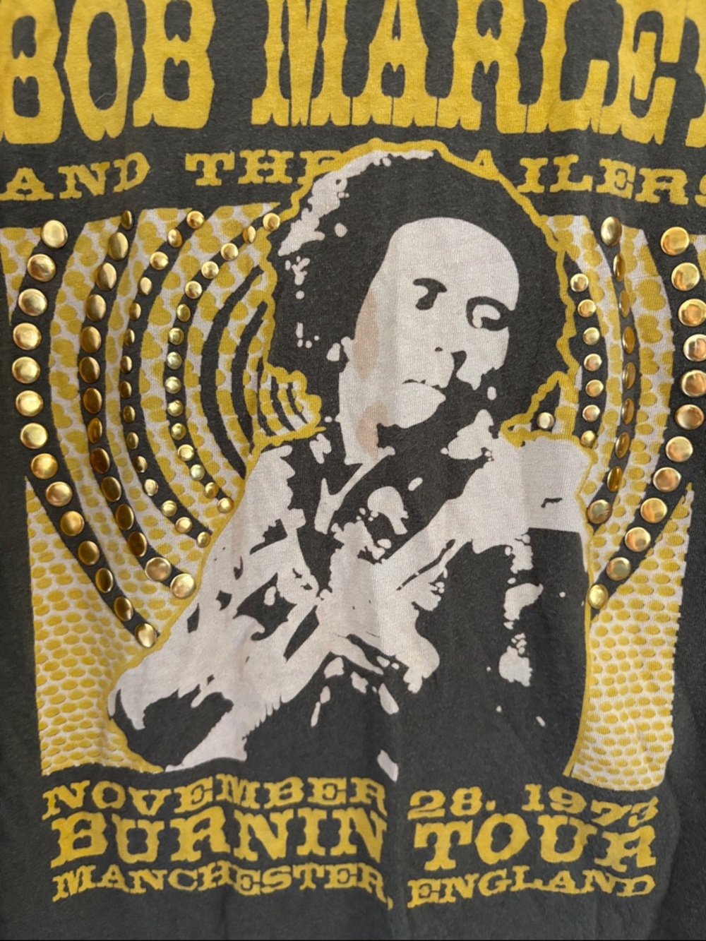 Catch a Fire Bob Marley Graphic Ringer Tee with Rasta Trim - Picture 2 of 5